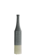 Long Neck Bottle Vase In Ceramic, Silver