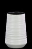Round Ceramic Vase With Combed Design, Medium, White