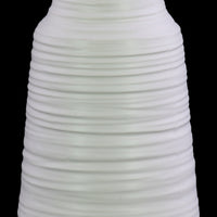 Round Ceramic Vase With Combed Design, Large, White