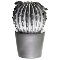 Ceramic Flowered Not cactus Figurine On Tapered Pot, Silver