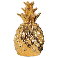 Artistic Pineapple Figurine In Ceramic, Glossy Gold