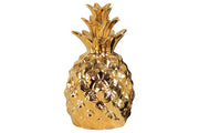 Artistic Pineapple Figurine In Ceramic, Glossy Gold