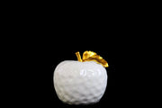 Ceramic Apple Figurine With Dimpled Texture, Medium, White And Gold