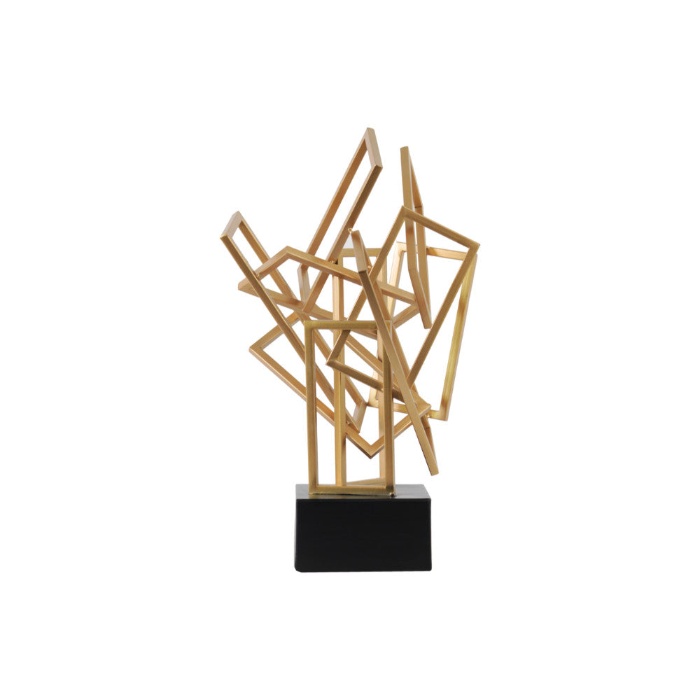 Metal Cascading Sculpture on Square Base, Coated Gold