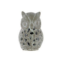 Cutout Patterned Cemented Owl Figurine, Large, Gray