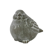 Cemented Bird Figurine, Washed Concrete Gray