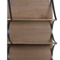 Metal And Wood Rectangular 3 Tier Wall Shelf, Gunmetal Gray and Brown