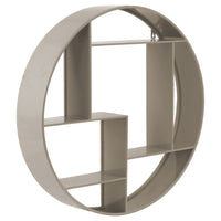 Round Metal Wall Shelf With Multiple Slots, Taupe Gray