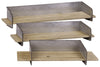 Rectangular Wooden Wall Shelf With Metal Backing, Set Of 3, Natural Brown