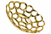 Ceramic Concave Tray With Perforated and Chainlink Pattern, Large, Chrome Gold