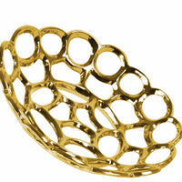 Ceramic Concave Tray With Perforated and Chainlink Pattern, Small, Chrome Gold