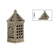 Cemented Lantern With Sculpted Swirl Cutout Pattern, Large, Gray
