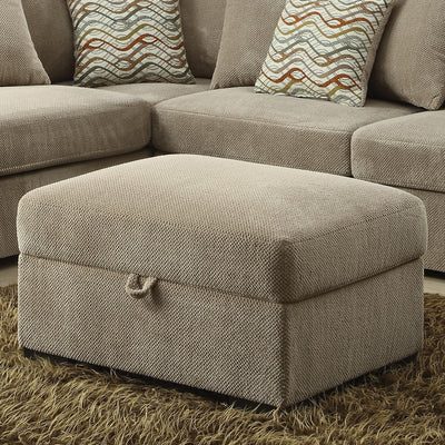 Transitional Fabric & Wood Ottoman With Storage, Espresso Brown