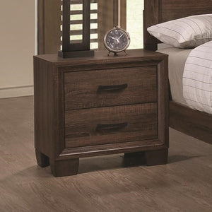 Wooden 2 Drawer Nightstand, Medium Warm Brown