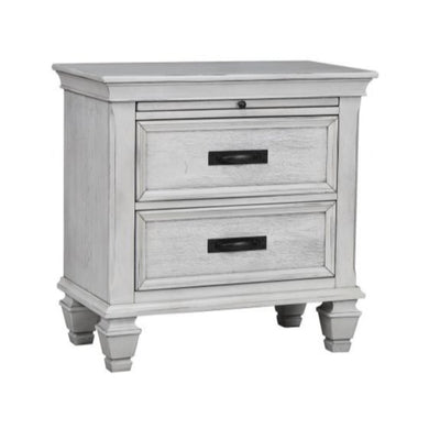 Wooden Nightstand with 2 Drawers & 1 PullOut Tray, White