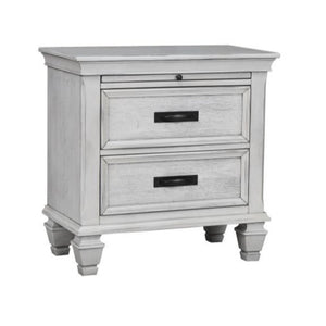 Wooden Nightstand with 2 Drawers & 1 PullOut Tray, White