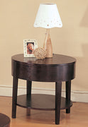 Wooden Round End Table With Bottom Shelf, Cappuccino Brown