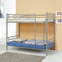 Metal Twin over Twin Bunk Bed with Ladder, Gray