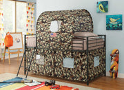 Camouflage Metal & Fabric Tent Loft Bed, Multicolor