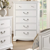 Traditional Style Wooden Chest With 5 Drawers, White