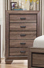 5 Drawer Wooden Chest In Transitional Style Rustic Brown
