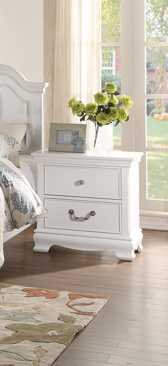 Wooden Night stand With 2 Drawers, White