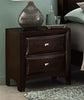 2 Drawers Wooden Night Stand in Espresso Brown