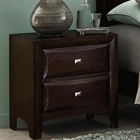 2 Drawers Wooden Night Stand in Espresso Brown