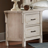 Wooden Night Stand With 2 Drawers, Antique White