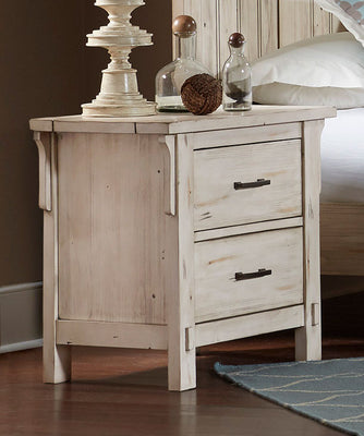 Wooden Night Stand With 2 Drawers, Antique White