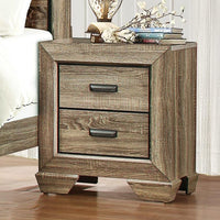 2 Drawers Wooden Night Stand With Metal Hardware, Rustic Brown