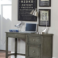 Wooden Writing Desk With Keyboard Tray And 2 Drawers, Gray