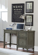 Wooden Writing Desk With Keyboard Tray And 2 Drawers, Gray