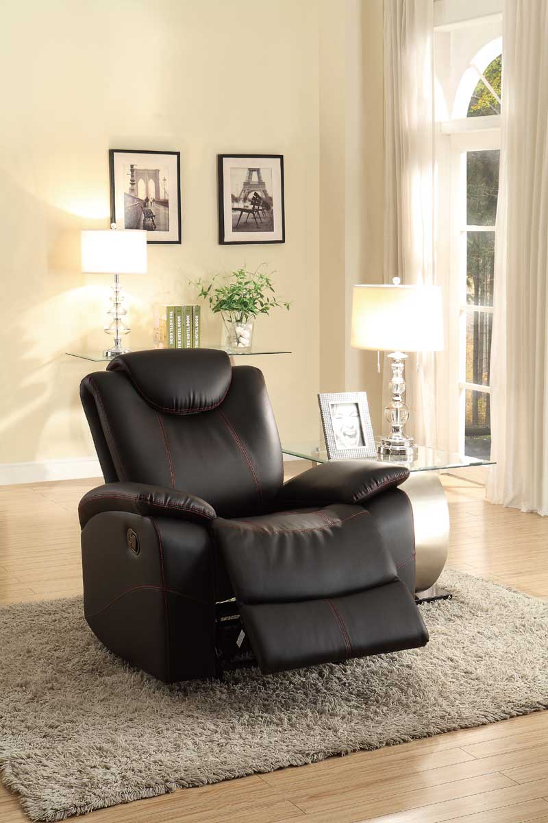Glider Recliner Chair With Adjustable Headrest, Black