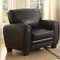 Cushioned Accent Chair Upholstered In Black Bonded Leather