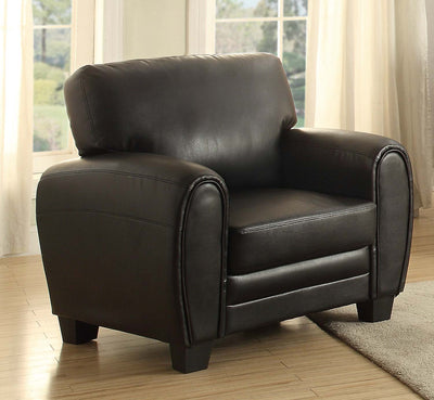 Cushioned Accent Chair Upholstered In Black Bonded Leather