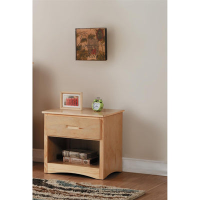 Wooden Night Stand With Bottom Shelf, Natural Brown