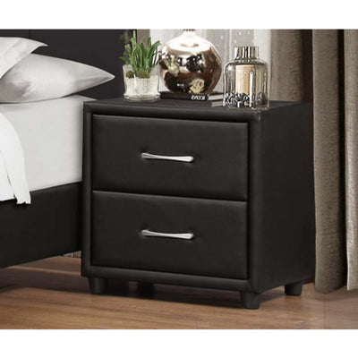 2 Drawer Night Stand In Wood And PVC, Black