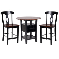 3 Piece CoUnter Height Dining Room Set, Black & Oak Brown