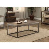 Cocktail Table In Metal Frame With Grey Weathered Wood, Grey
