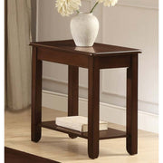 Solid Wooden Side Table With Bottom Shelf, Cherry Brown