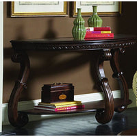 Wood Sofa Table With an Open Shelf, Cherry Brown
