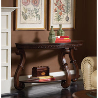 Wood Sofa Table With an Open Shelf, Cherry Brown