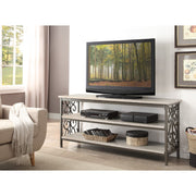 2 Tier TV Stand Or Sofa Table With Marble Shelves, Cream & Gray