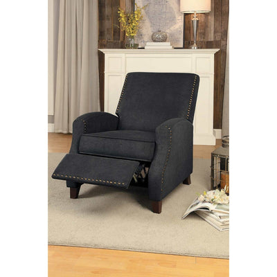 Fabric Upholstered Push Back Recliner Chair with Nail head trim, Gray