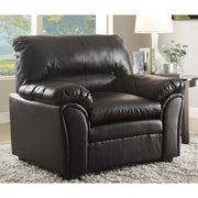 Bonded Leather Upholstered Chair With Padded Armrests, Black