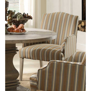 Fabric Upholstered Wooden Accent Arm Chair In Stripe Fabric, Multicolor (Set of 2)