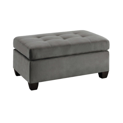 Tufted Ottoman With Polyester Upholstery, Taupe Gray