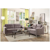 Button Tufted Fabric Upholstered Love Seat With Chrome Legs, Gray