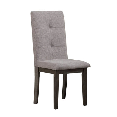 Wood & Fabric Dining Side Chair with Square Tufts, Gray, Set of 2